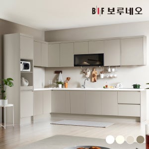 보루네오 나비드 주방 싱크대 시공 ㄱ자 4.5m 멀티 수납형 E0 PET소재