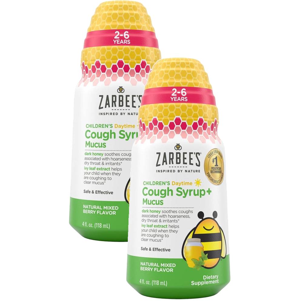 Zarbee’s Cough Syrup Mucus 자비스 어린이 <b>코프 시럽</b> 무쿠스 데이타임 118ml(4oz) 2팩