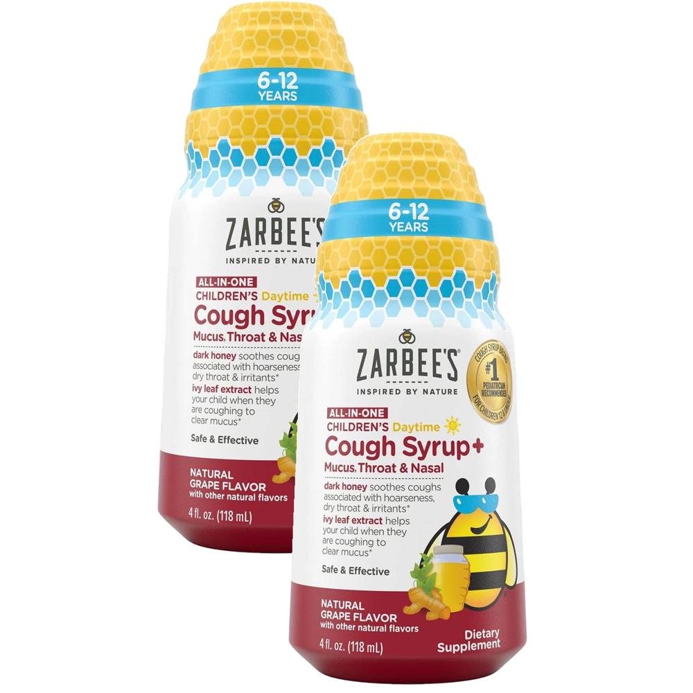 Zarbee’s Cough Syrup 자비스 어린이 올인원 <b>코프 시럽</b> 데이타임 118ml(4oz) 2팩