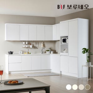 보루네오 나비드 주방 싱크대 시공 ㄱ자 4.2m 멀티 수납형 E0 PET소재