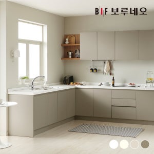 보루네오 나비드 주방 싱크대 시공 ㄱ자 5.2m E0 PET소재