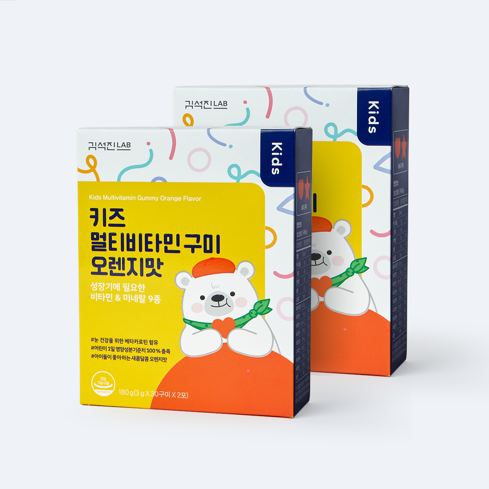 <b>김석진LAB</b> 키즈 멀티비타민 구미 오렌지맛 60구미, 2개