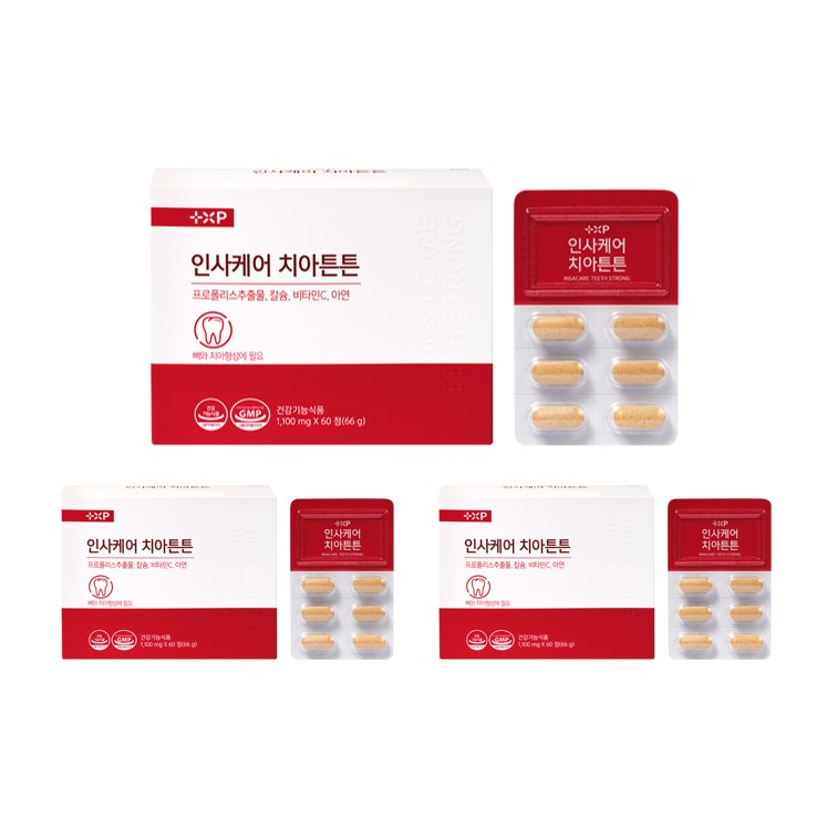 인사케어 치아튼튼 <b>잇몸염증</b> 프로폴리스 칼슘 약국용 3개월분 플러스엑스팜