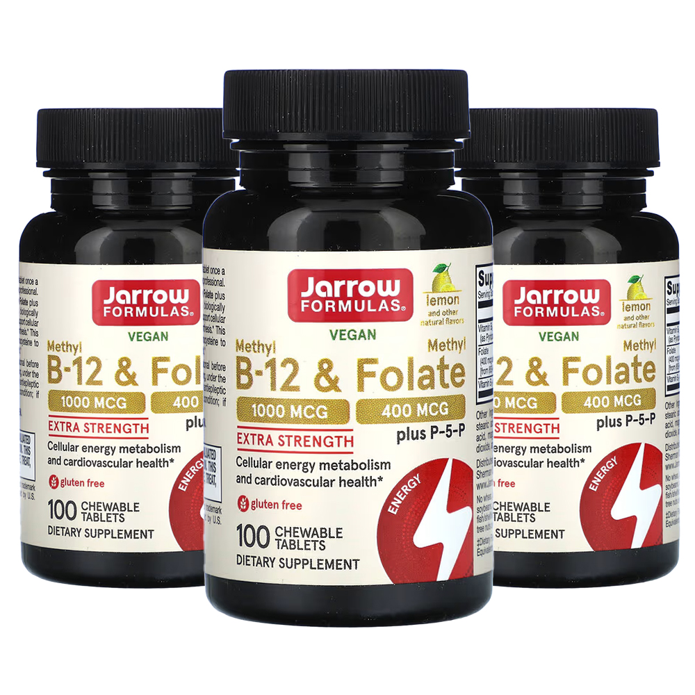 자로우포뮬러스 비건 <b>메틸 B12</b> 메틸엽산 엑스트라 스트랭스 레몬맛 100 츄어블 정 3개