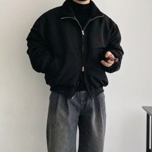 남자 항공점퍼 양털 카라 덤블 투웨이집업 블루종