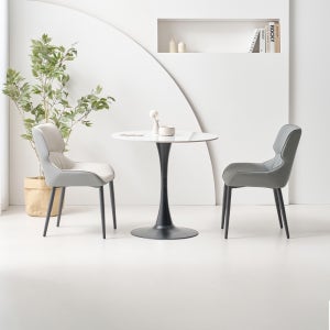 라로퍼니처 레온 800 유광 원형 포세린 세라믹 식탁 세트 부부 침실 테라스 티 테이블 (식탁+의자2)