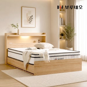 보루네오 제니아 수납침대 LED 카이언 서랍형침대 오크 슈퍼싱글