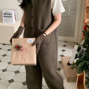 뽀글이 점프수트 맥시기장 오버롤 팬츠 여성 겨울 점프수트