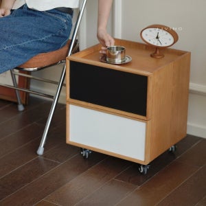 페리앙 2단 서랍장 앤티크 이동식 협탁 테이블 수납장 클래식 블랙 + 펄 화이트