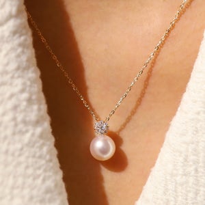 미스티그레이 14k 18k 세레니아 랩다이아 플라워 AAA+ 최상급 아코야진주 목걸이