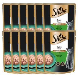쉬바 파우치 고양이간식 습식사료 참치, 70g, 12개