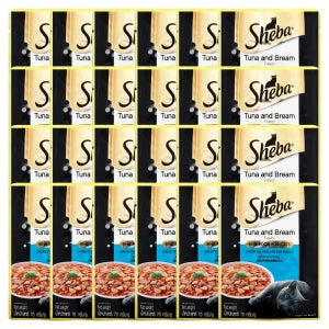 쉬바 파우치 고양이간식 습식사료 참치와 도미, 70g, 24개