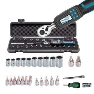 듀라맥스 디지털 토크렌치 28pcs 1/4 자동자 자전거 정밀 수리공구