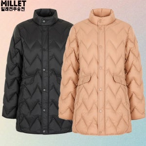 밀레 여성 겨울 실내 사무실 중기장 슬림 경량패딩 퀄팅 무봉제 다운자켓