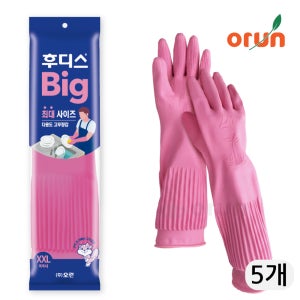 후디스 가정용 식품용 고무장갑 XXL(특특대), 핑크, 5개