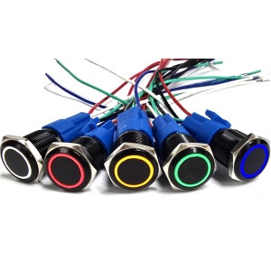 배선포함 LED 크롬 토글 스위치 버튼스위치 12V 자동차 차량용 푸쉬 원형 MGS-17 16MM
