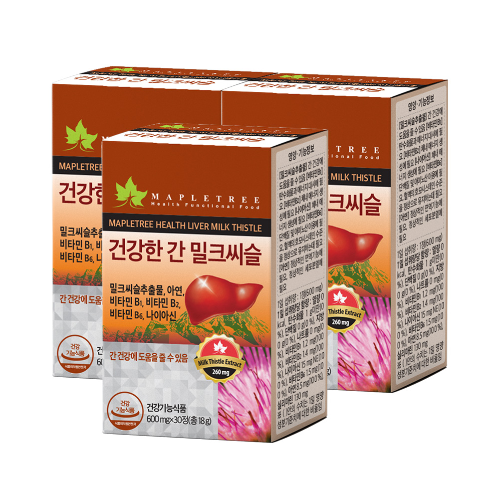 메이플트리 <b>건강한</b>간 <b>밀크씨슬</b> 30정, 3개