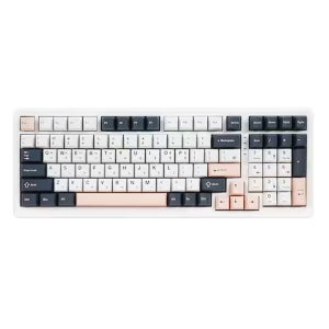 큐센 Q99 PBT 풀윤활 가스켓 사무용 유무선 99배열 기계식 키보드 화이트, 애플민트축 V1