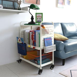 킨슬리 오버사이즈 페그보드 트롤리 철제 3단 카트