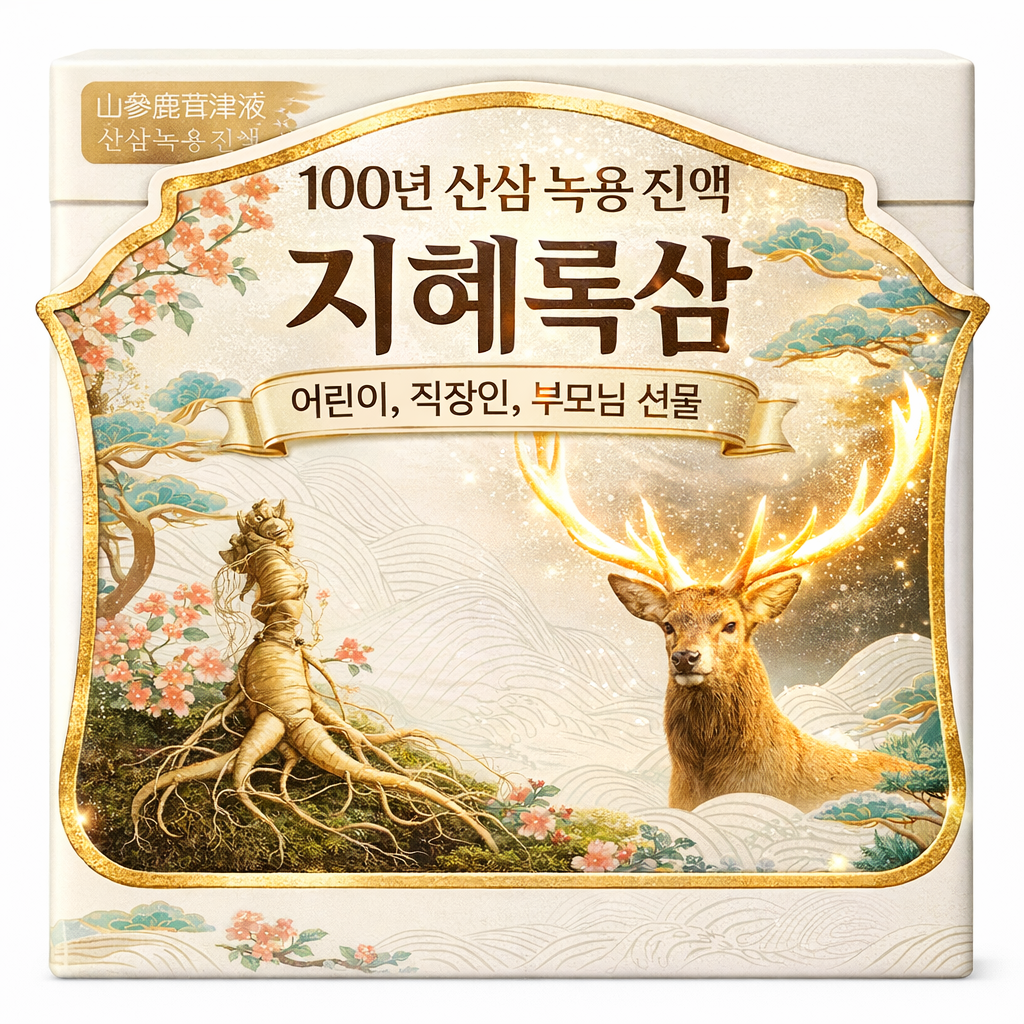 [지혜록삼] 100년 산삼 녹용진액 어린이 부모님 <b>직장인</b> 수험생 <b>생녹용</b> 녹용즙 8박스