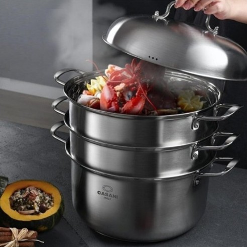 까사니 쿠치나 IH 3단 찜솥 36cm 2263 대게 킹크랩 랍스터 인덕션 찜요리 대형 찜기
