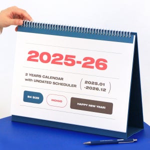 인디고 25-26 기본 2년 대형 B4 탁상 달력 25년1월~26년 12월 날짜+만년 2026 대형캘린더 연간 심플 2026년