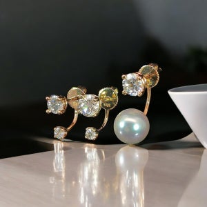 랩다이아몬드 귀걸이 랩다이아 3부 5부 진주 14k 18k