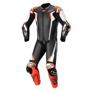 알파인스타즈 RACING ABSOLUTE V2 1 PC LEATHER SUIT - BLACK WHITE RED FLUO