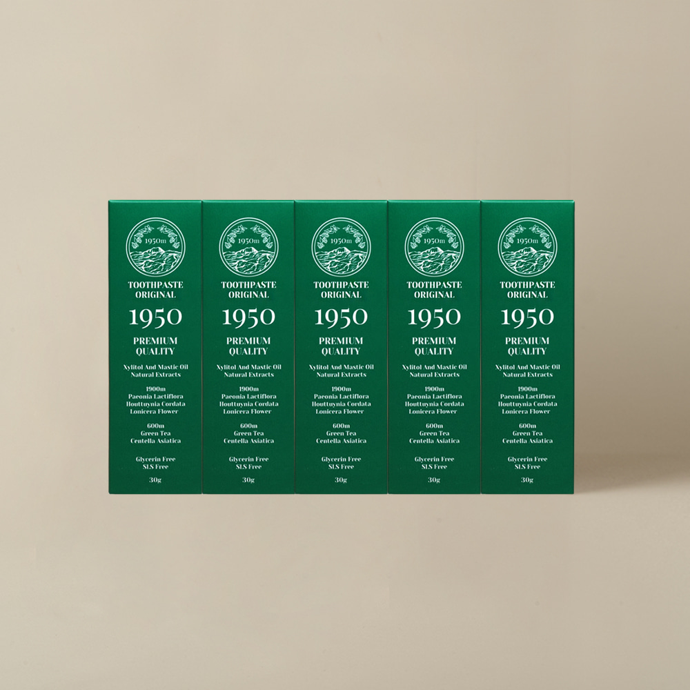 <b>1950</b> 제주 오리지널 그린 치약 미니 4+1 세트 튜브형 여행용 일회용 트래블 미니