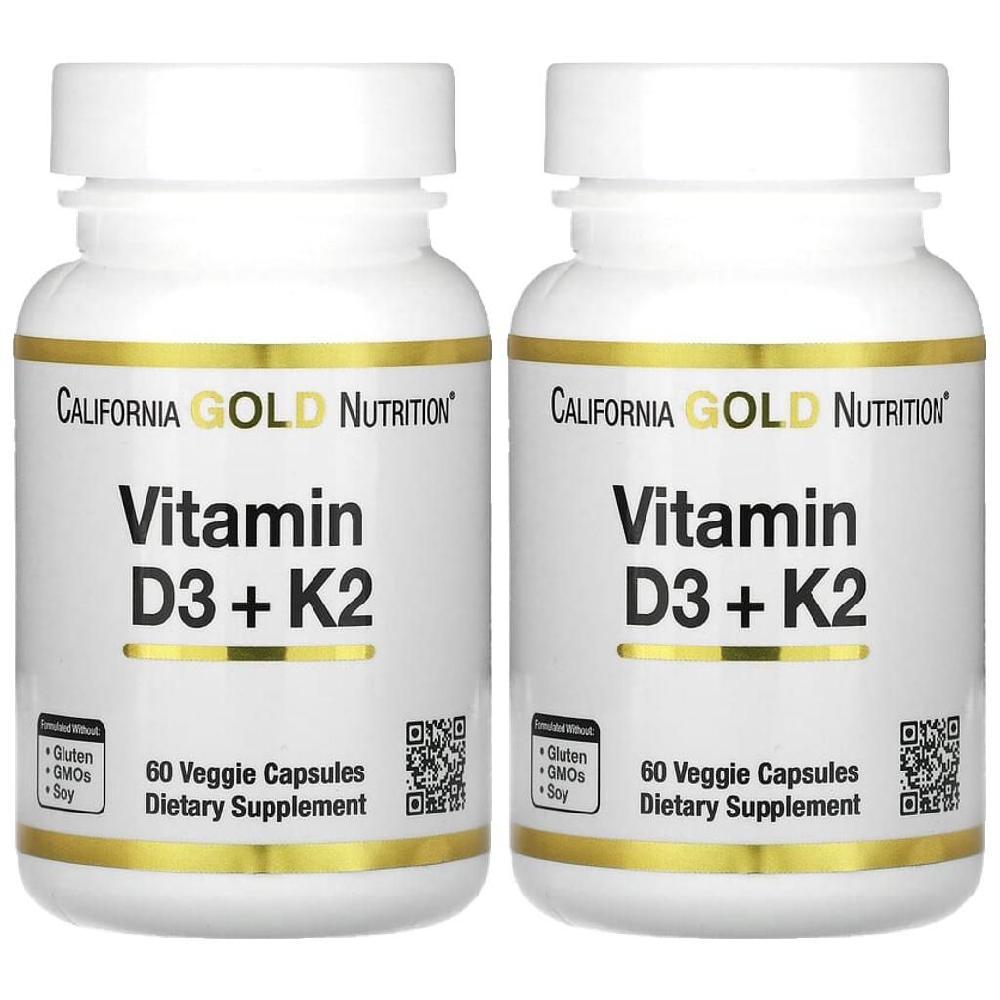 CGN <b>비타민D3</b> <b>K2</b> 캘리포니아골드 <b>Vitamin D3</b> 60캡슐 2병