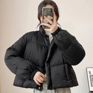 여자 크롭 숏패딩 귀여운 푸퍼 볼륨 짧은 캐주얼 경량 가벼운 잠바 겨울 외투 아우터 패션