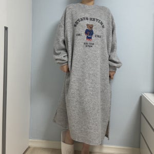 국내제작 여성 빅사이즈 루즈핏 오버핏 롱원피스 니트원피스 베스킷볼 베어 3color