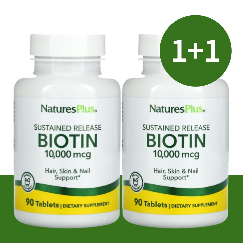 <b>네이처스플러스</b> 탈모 비오틴 Biotin 서방형 10000mcg 90정(1+1)