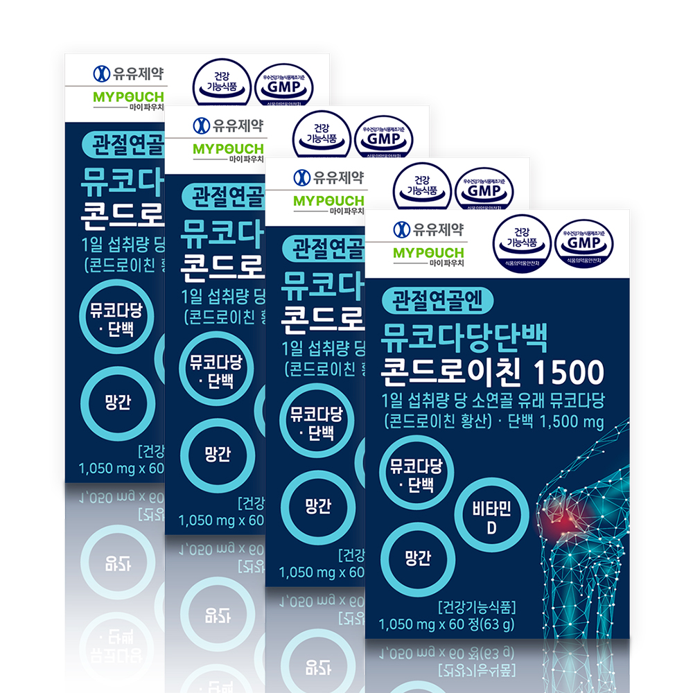 유유제약 관절연골엔 뮤코다당단백 NC 콘드로이친 1500 4개 카제로템 소연골 소유래
