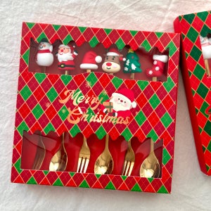 크리스마스 장식 선물 티스푼 포크 세트