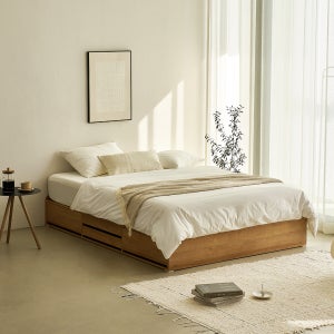 눕 이지 무헤드 수납 침대 프레임 슈퍼싱글 SS (화이트/오크)