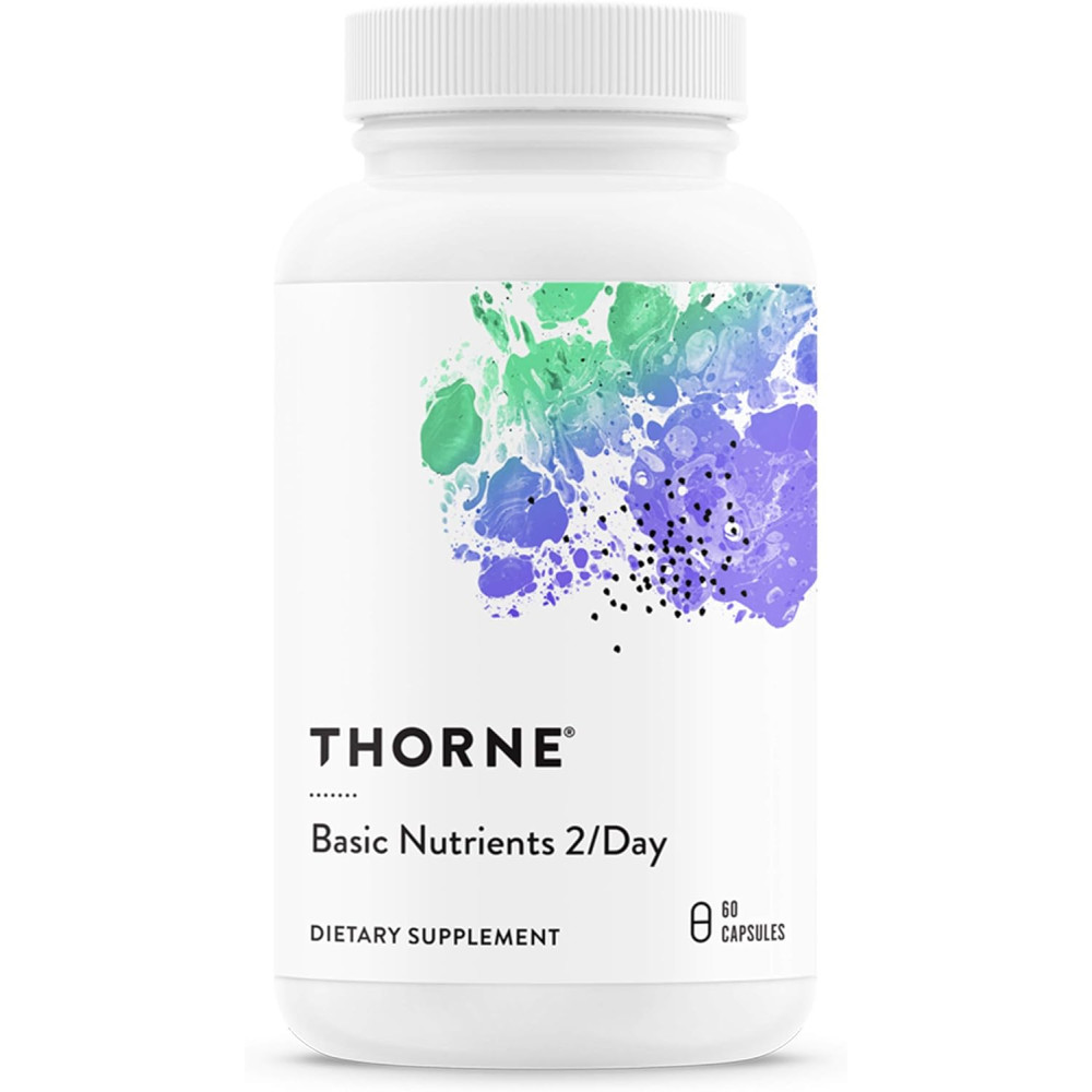 THORNE Basic Nutrients 2/Day 최적의 생체이용률을 갖춘 종합 일일 종합 비타민 및 <b>미네랄</b> 포뮬러 글루텐프리 유제품 무첨가 대두 무첨가 60캡슐
