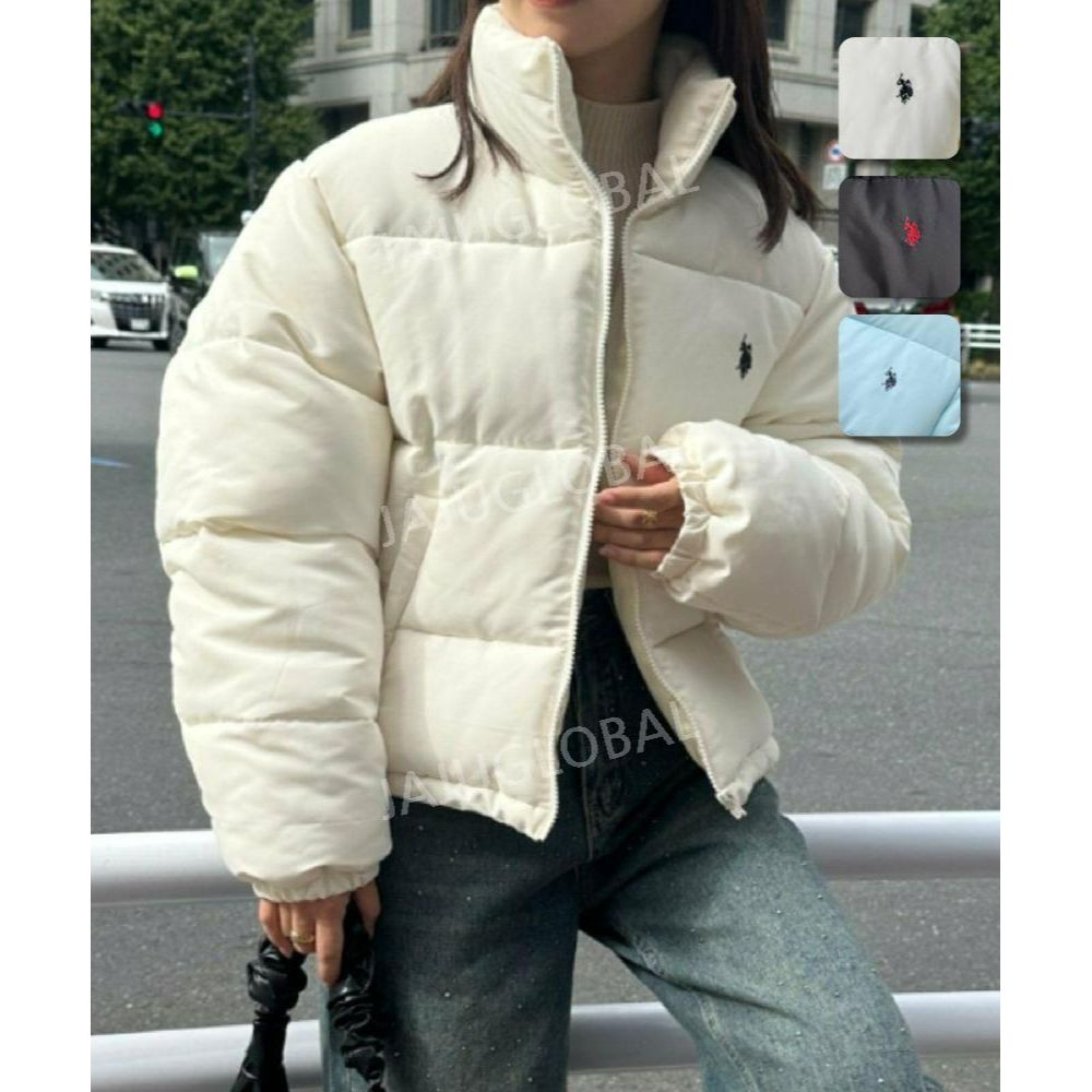 U.S.POLO ASSN 폴로 아센 여성 크롭 숏 패딩 점퍼 블루종 블루 M