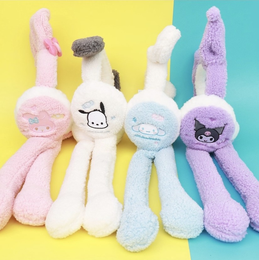 산리오 접이식 움직이는 귀마개 시나모롤 마이멜로디 겨울 귀달린 초등 유치원 귀쫑긋 귀도리