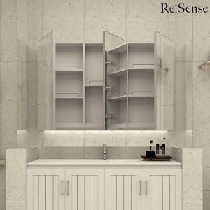 [리센스] 욕실 수납장 욕실장 3도어 거울 여닫이장 RO20531