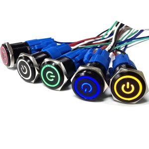 배선포함 LED 크롬 토글 버튼 스위치 12V 자동차 차량용 푸쉬 원형 MGS-20 22MM