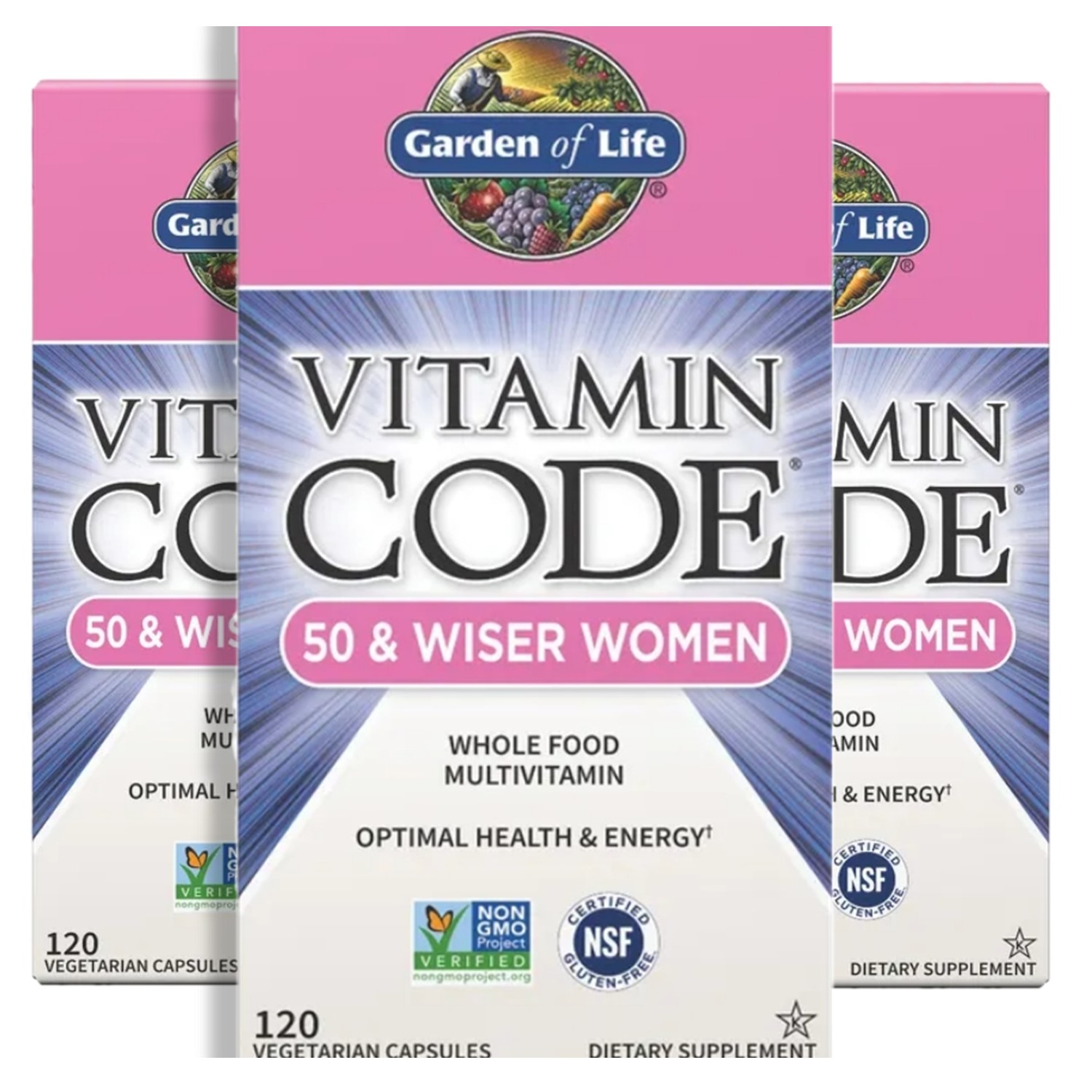 <b>Garden of Life</b> <b>가든오브라이프</b> 비타민코드 50+ 여성용 멀티비타민 120정 3병