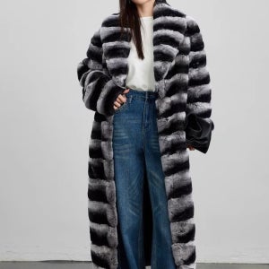 퍼카라 렉스 코트 리얼 털 여성 겨울 롱 하이엔드 모피코트