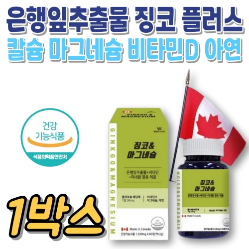 징코 <b>마그네슘</b> 은행잎추출물 기억력개선 혈행개선 칼슘비타민D 두뇌건강 뇌건강 영양제 시니어 60정