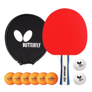 버터플라이 NAKAMA SH 쉐이크 탁구라켓 케이스 세트 + 오로라 탁구공