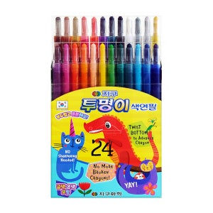 지구화학 투명이 샤프식 색연필 혼합 24색 세트 돌돌이 색칠용 채점용 미술 준비물 만들기 도구