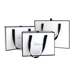 [비탈로] 박스형 쇼핑백 2P 서랍형 선물상자 심플 화이트 고급케이스 수납 답례품 특대