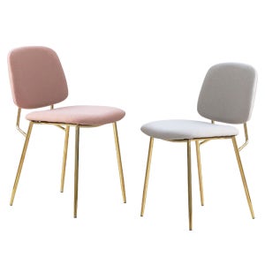오트 골드 패브릭 체어 카페 인테리어 다용도 의자 핑크
