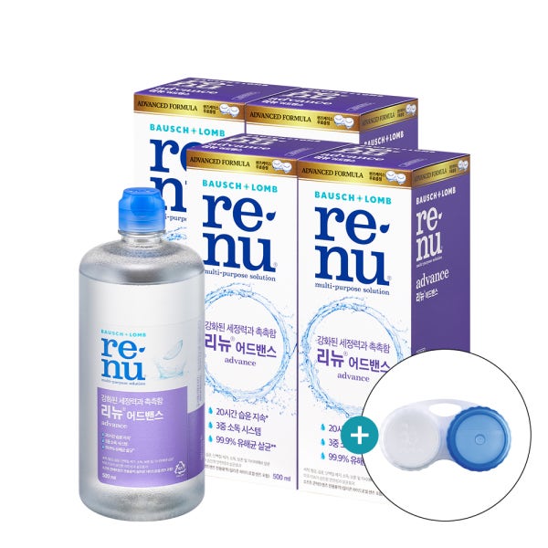 [슈퍼적립] 바슈롬 리뉴 어드밴스 500ml x 4개+렌즈케이스 증정 소프트 렌즈 세척액