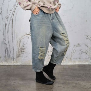 기모 가로 찢청 밴딩 힙플랩 청바지